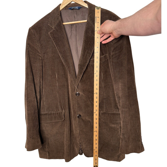 Stafford Men's 44L Corduroy Blazer w Elbow Patches 100% Cotton Suit Jacket Brown - Picture 7 of 11